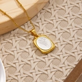 Elegant gold necklace featuring a rectangular flower pendant with vintage finish - September