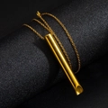 Ciondolo fischietto da meditazione placcato oro 18k su elegante catena in acciaio titanio - Oro