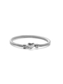 Silver-finished twisted cable bangle featuring a polished heart centerpiece detail - 126 Steel