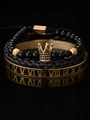 Set di bracciali con corona dorata e numeri romani in nero e oro di lusso - Stile Numeri Romani Nero e Oro (sztz038)