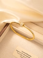Elegant gold-plated bangle with sparkling pavé zircons in a premium jewelry box - Triple Ring Micro Pave Zirconia Style (068 Gold) / Gold