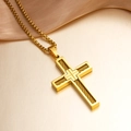 Goldenes zweischichtiges Kreuzanhänger mit Kabeltextur an einer Box-Kette - Gold