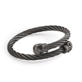Punk black braided titanium steel skull cable cuff bracelet for men on white background - Black Skull