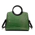 Bolso verde con relieve de cocodrilo, asas negras y remaches plateados - Verde