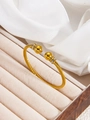 Adjustable gold twisted cable bangle featuring cubic zirconia pavé on metal spheres - Gold Twisted Ball Style (szgss135 Gold) / Gold