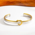 Adjustable two-tone knot cuff bracelet in polished PVD 18K gold and silver steel - Gold & Silver