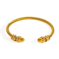 Bracelet jonc torsadé doré avec extrémités serties de cristaux et une finition polie - Style Tête de Balle Torsadée Or (szgss130 Or)