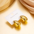 Elegant gold teardrop earrings in stainless steel with sparkling zirconia pavé setting - Polished Center Line Zirconia Style (eh034)