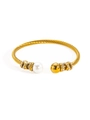 Bracelet torsadé doré avec perle blanche et sphères serties de strass brillants - Style Grosse Perle Artificielle Torsadée Or (szgss137 Or)
