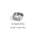 Anillo ajustable de acero de titanio plateado con textura de espiga de trigo y relieve - Anillo abierto