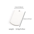 Polished silver stainless steel rectangular dog tag pendant measuring 4.0cm by 2.4cm - Stainless Steel Arc Top Rectangle Tag (11)
