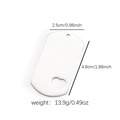 Polished stainless steel rectangular dog tag with heart cutout and size dimensions - Stainless Steel Rectangle Tag with Heart Cut-out (12)
