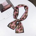 Sciarpa twilly rosa effetto seta con stampe di tigre e raffinati bordi neri - Tigre Magenta (2)