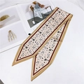 Khaki twilly silk scarf with hand-drawn dog prints and polka dots for bag and hair - 86cm / Dalmatian Beige Apricot