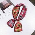 Elegant burgundy equestrian silk twilly scarf with horse head print and geometric pattern - Red Horse (6)