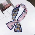 Double-sided twilly scarf featuring giraffe prints and geometric patterns in pink - Pink Horse (7)