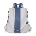 Zaino antifurto da donna in ecopelle e nylon bicolore beige e blu con spallacci - Blu