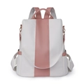 Zaino da donna bianco con strisce verticali rosa e cerniere color oro rosa - Rosa