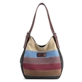 SUIBAOLIANG large capacity tote bag with multicolor horizontal stripe patchwork design - Black
