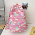 Mochila de nylon rosa con patrones de nubes de colores para estudiantes de moda - Rosa