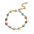 Pulsera dorada de acero inoxidable con cuentas coloridas de esmalte Evil Eye y cierre de langosta - Pulsera / Redondo Colores Mezclados