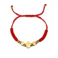 Bracelet cordon rouge Saint Benoît avec pendentifs religieux en acier inoxydable doré - Médaille de Saint - Corde Rouge