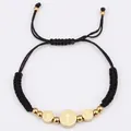 Bracelet en corde tressée en acier inoxydable doré 18 carats avec médailles - Prêtre - Corde Noire