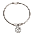 Zilveren roestvrijstalen slangenarmband met kristallen kruishanger en magneetsluiting - Slangenbot Patroon Stijl / Staalkleur