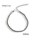 Détail du bracelet tennis en acier avec zircons noirs de 2,0 mm pesant 2,5 g - Argent 2.0mm Pierre Noire