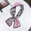 Elegant floral and plaid long silk scarf in smoky grey and pink with letter R design - Floral Grey Pink