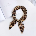 Classic leopard print silk twilly scarf with brown and black patterns on white background - Yellow Leopard