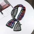 Double-sided houndstooth and plaid silk scarf with dark green border detail - Geometric Green