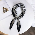 Chic leopard print satin scarf in black and white patchwork style for women - Gray Leopard Print (2 Twill Gray)