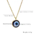 Maßangaben für 13mm Blaues Auge Anhänger mit 45cm vergoldeter Edelstahlhalskette - Gold