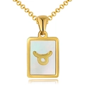 Détail du collier Taureau en acier doré 18K avec incrustation de nacre blanche - Nacre Blanche - Taureau