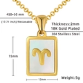 Détail macro du pendentif Bélier avec incrustation de nacre et acier plaqué or 18K - Nacre Blanche - Bélier