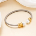 Bracciale a fune regolabile con perle bianche e accenti dorati in finitura bicolore - 043 Bicolore Oro