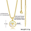 Détail du pendentif Bélier en nacre et acier doré 18K avec mesures de taille précises - Plaqué Or 18K / Rond-Bélier