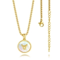 Collier signe zodiaque Taureau en acier inoxydable doré 18K avec pendentif en nacre - Plaqué Or 18K / Rond-Taureau