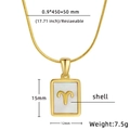 18K vergulde roestvrijstalen Ram ketting met een witte rechthoekige schelp hanger - Ram
