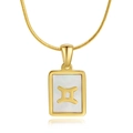 18K vergulde Tweelingen sterrenbeeld ketting met witte schelp hanger aan een slangenketting - Tweelingen