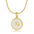 18K gold plated stainless steel necklace featuring a Virgo shell pendant on a snake chain - Virgo