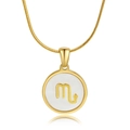 18K gold plated Scorpio zodiac necklace featuring a white shell inlay and snake chain - Scorpio