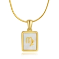18K gold plated stainless steel snake chain necklace with white shell Virgo pendant - Virgo