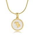 18K gold plated Capricorn zodiac shell necklace with dainty snake chain and mother of pearl - Capricorn