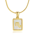18K gold stainless steel Scorpio necklace with white shell rectangle pendant - Scorpio