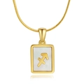 18K gold stainless steel Sagittarius necklace with white shell pendant and snake chain - Sagittarius