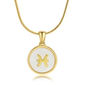 Pisces zodiac necklace in 18K gold plated stainless steel with white shell inlay - Pisces