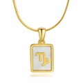 18K gold stainless steel Capricorn necklace with white shell rectangle pendant - Capricorn