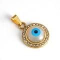Goldener 18K vergoldeter Evil Eye Anhänger mit Kristallen und blauem Steindekor - Nur Anhänger